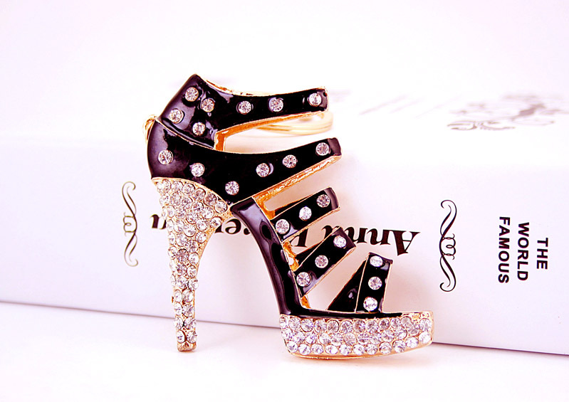 60g Weight Alloy, Metal Material Constellation Pattern Unisex Gender Rose Red, Red, Blue, Black Color Creative Cute Diamond-studded Ladies Oversized High Heels Keychain 5