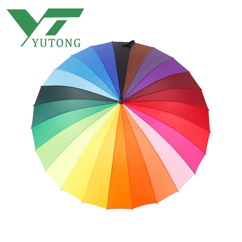 厂家批发双人雨伞防风24骨彩虹伞保险广告伞商务礼品伞加大加LOGO