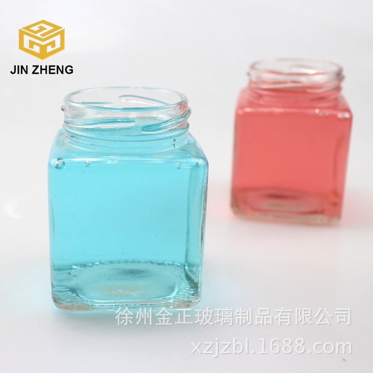 现货供应 半斤装方形蜂蜜罐 透明四棱罐 果酱罐 200ml密封瓶