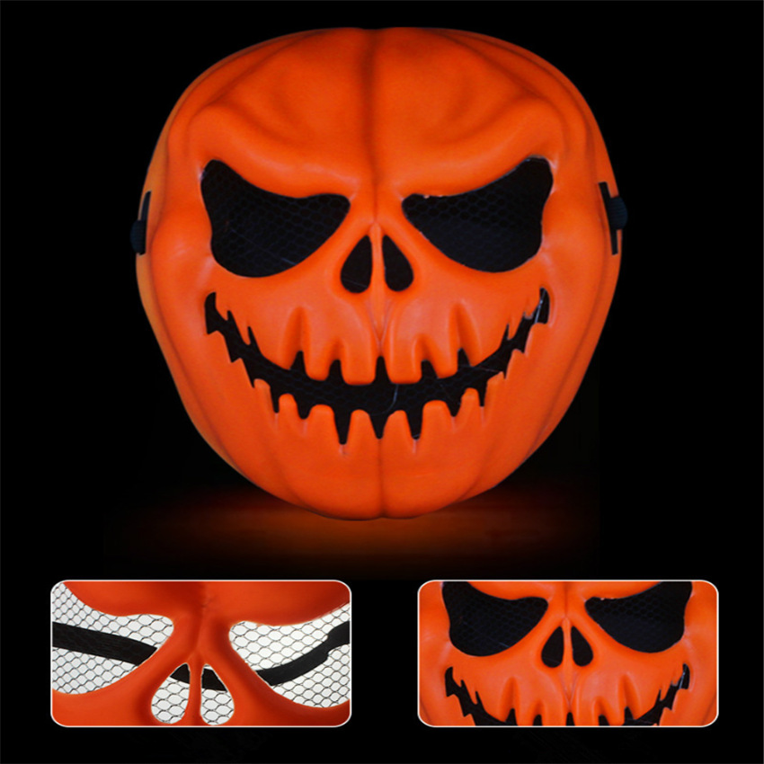 Halloween Plastic Orange Pumpkin Head Skull Mask Full Face (orange