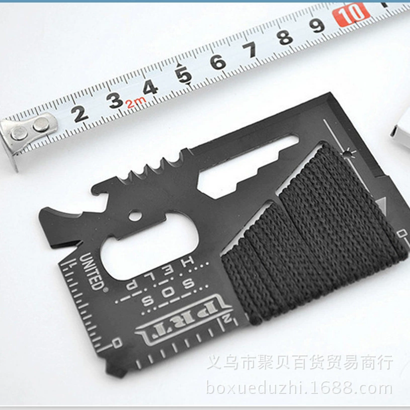 14‑in‑1 survival tool card, 435 stainless steel, compact multi‑function card 8.7×5.5×0.2 cm