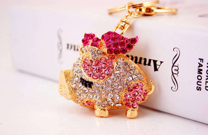 60g Weight Diamond Inlay Material Keychain Classification Alloy, Metal Material Animal, Car Pattern Unisex Gender Cute Style Coffee, Pink, Purple, Red, Blue Color Animal Car Keychain Alloy Metal Diamond Unisex Cute Keychain 3