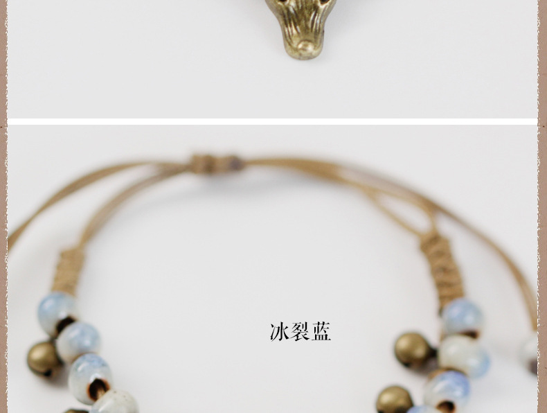 Giáng sinh handmade vòng đeo tay bằng gốm Ma Jialu với hươu tuổi bronze deer head bracelet điều chỉnh phụ kiện giải trí