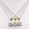 Necklace with letters, fashionable golden accessory stainless steel, European style, pink gold