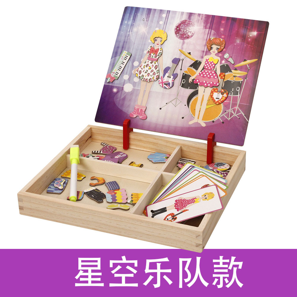 Oferta especial de madera maciza princesa edificio magnético pegatinas rompecabezas niños y niñas bebé rompecabezas tridimensional de madera rompecabezas