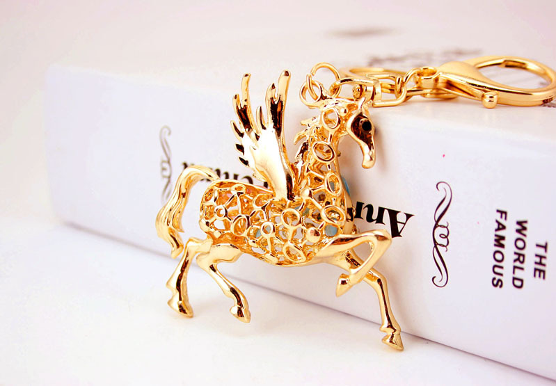 38g Weight Alloy, Metal Material Animal Pattern Unisex Gender Creative Korea Opal Zodiac Pegasus Keychain 4