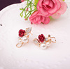 Accessory contains rose, beads from pearl, earrings, fashionable mountain tea, ear clips, Korean style, flowered