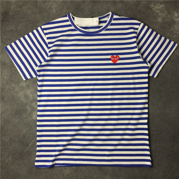 COMME Des Garcons CDG PLAY Red Heart T-shirt T Shirt Striped Polka Dot ...