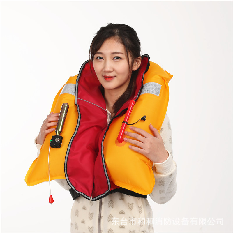 成人自动充气救生衣背心双气囊气胀式救生衣便捷式厂家供应EC认证