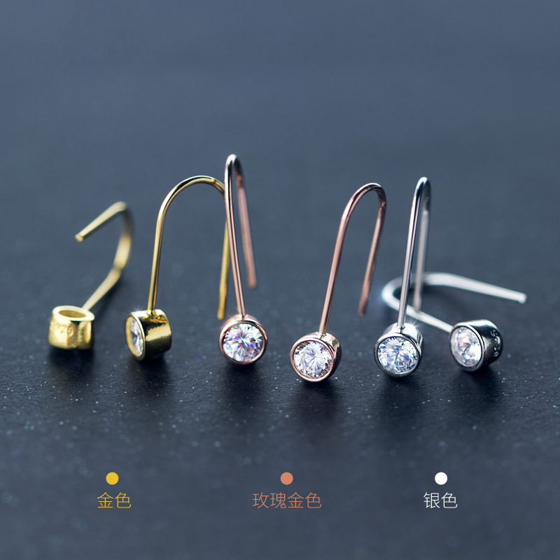 S925 pendientes de plata femeninos estilo coreano de diamantes de moda pendientes de diamantes al por mayor pendientes de diamantes cortos pendientes de diamantes femeninos E1239