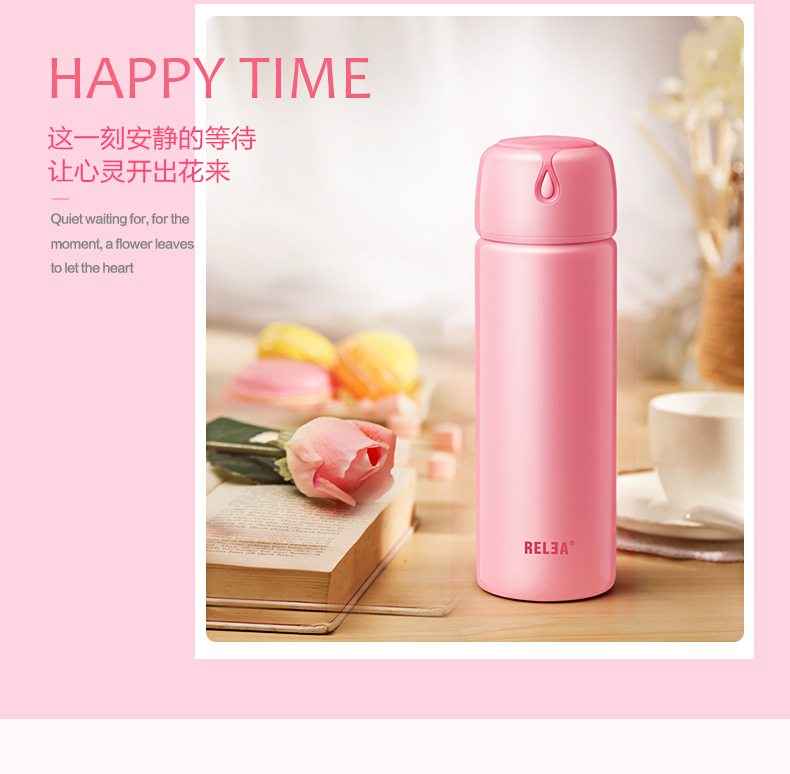 Biological Aqua portable thermos cup lady children male stainless steel straight body cup creative tea cup10