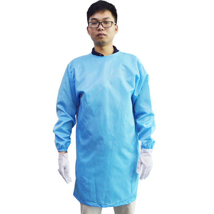 工厂供应防静电大褂 防静电无尘服 绑带式静电服防静电工作服蓝色