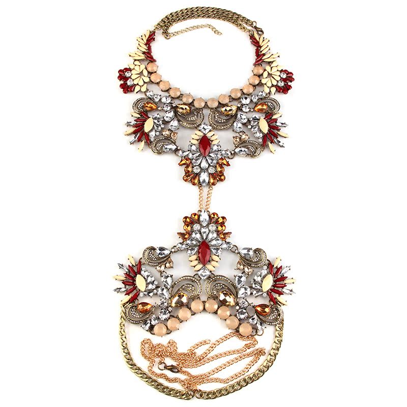 2017 Women Harness Crystal Body Chain Pendant Necklace Belly Waist