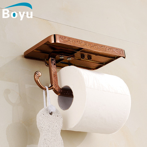 Bathroom antique tissue holder hotel toilet tissue box mobile phone tray storage rack roll paper holder engineering wholesale