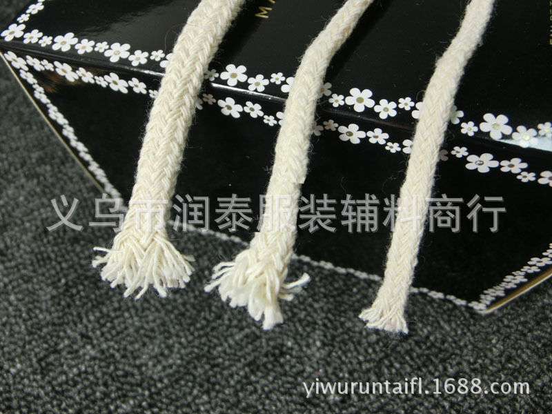 2019服装辅料全棉16股棉绳4mm本白平纹空心棉绳5mm裤腰绳6mm帽绳