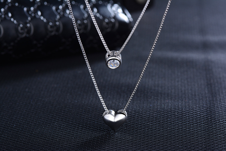 3g Weight Gold Plated Plating Material Zircon Inlay Material 1 Piece Lady Heart Shape Copper Plating Zircon Necklace
