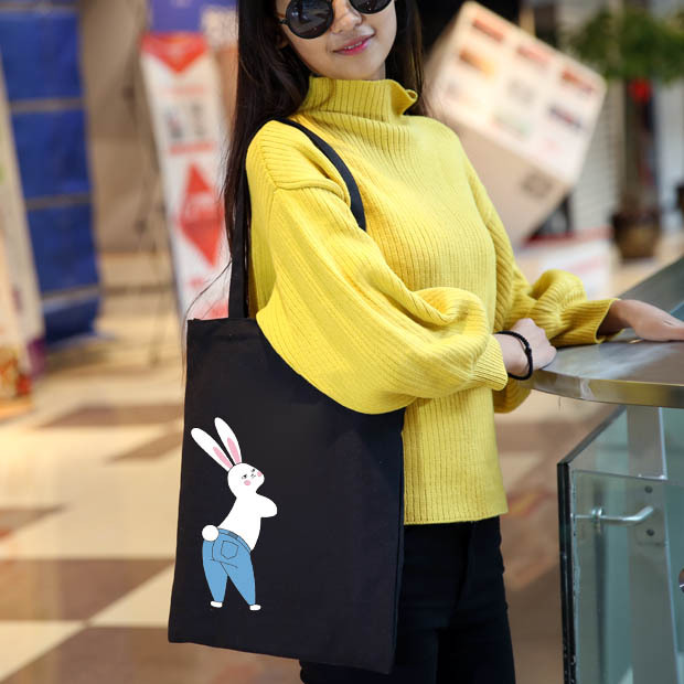 Nueva bolsa de lona bolsa de compras bolsa de tela simple pequeña bolsa de tela de clase de viaje estudiante lindo fresco de una sola pieza de entrega