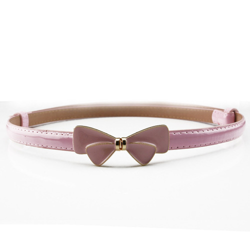 Simple thin belt with butterfly buckle for women, versatile fashionable decorative women's thin belt with candy-colored patent leather skirt