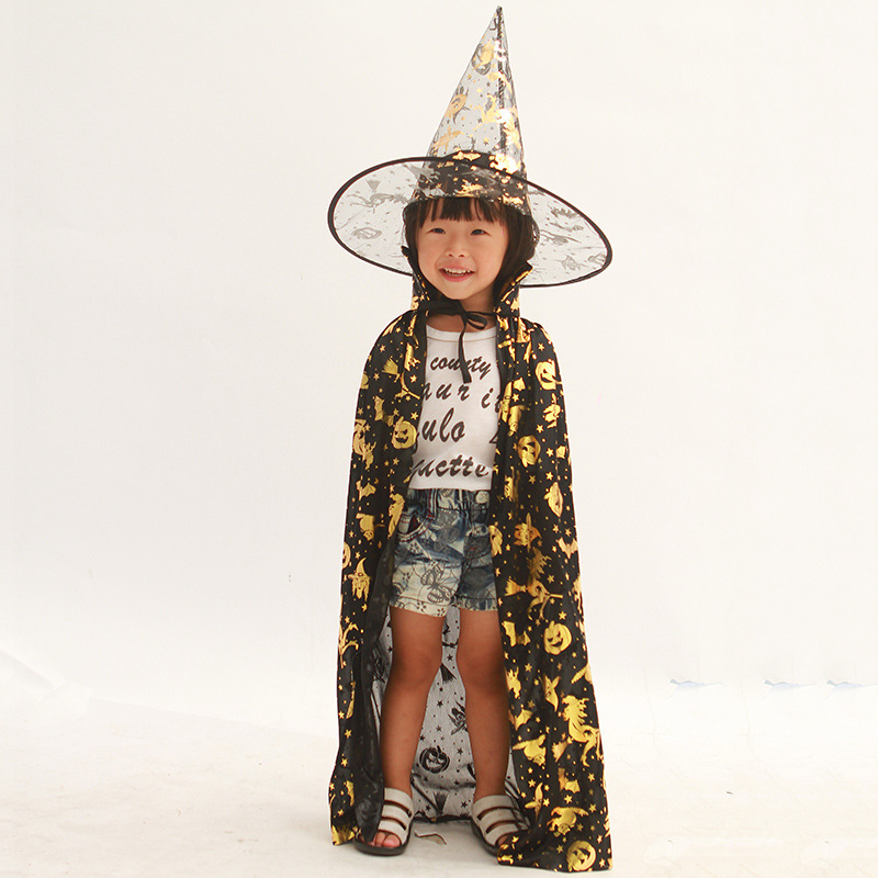 Halloween Costume Children Cloak Cosplay Gold-plated Witch Cloak Cloak Grim Reaper Costume Wizard Cloak