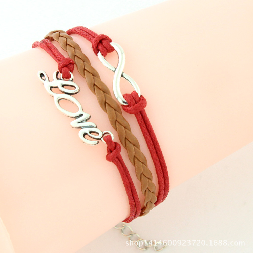 批发采购手链-外贸热卖 英文字母 love 无穷大幸