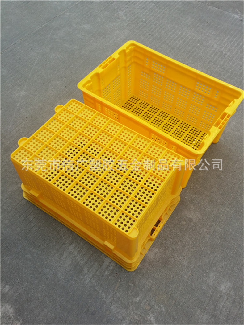 供应水果批发网专用塑胶加厚错位周转筐 蔬菜配送网站套叠箩胶框