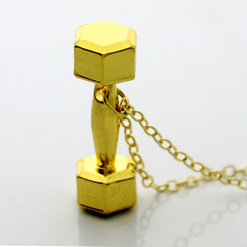 Simple Dumbbell Pendant Fitness Alloy Necklace display picture 5