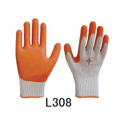 厂家直销供应星宇手套L308八针桔黄平胶耐磨防滑劳保手套|ms