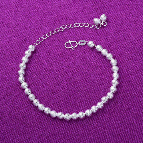 Korean fashion jewelry Buddhist beads silver-plated frosted round beads women's silver bracelet Taobao two-yuan store supply