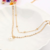 Fashionable metal necklace from pearl, trend sweater, high-end accessory, European style, simple and elegant design