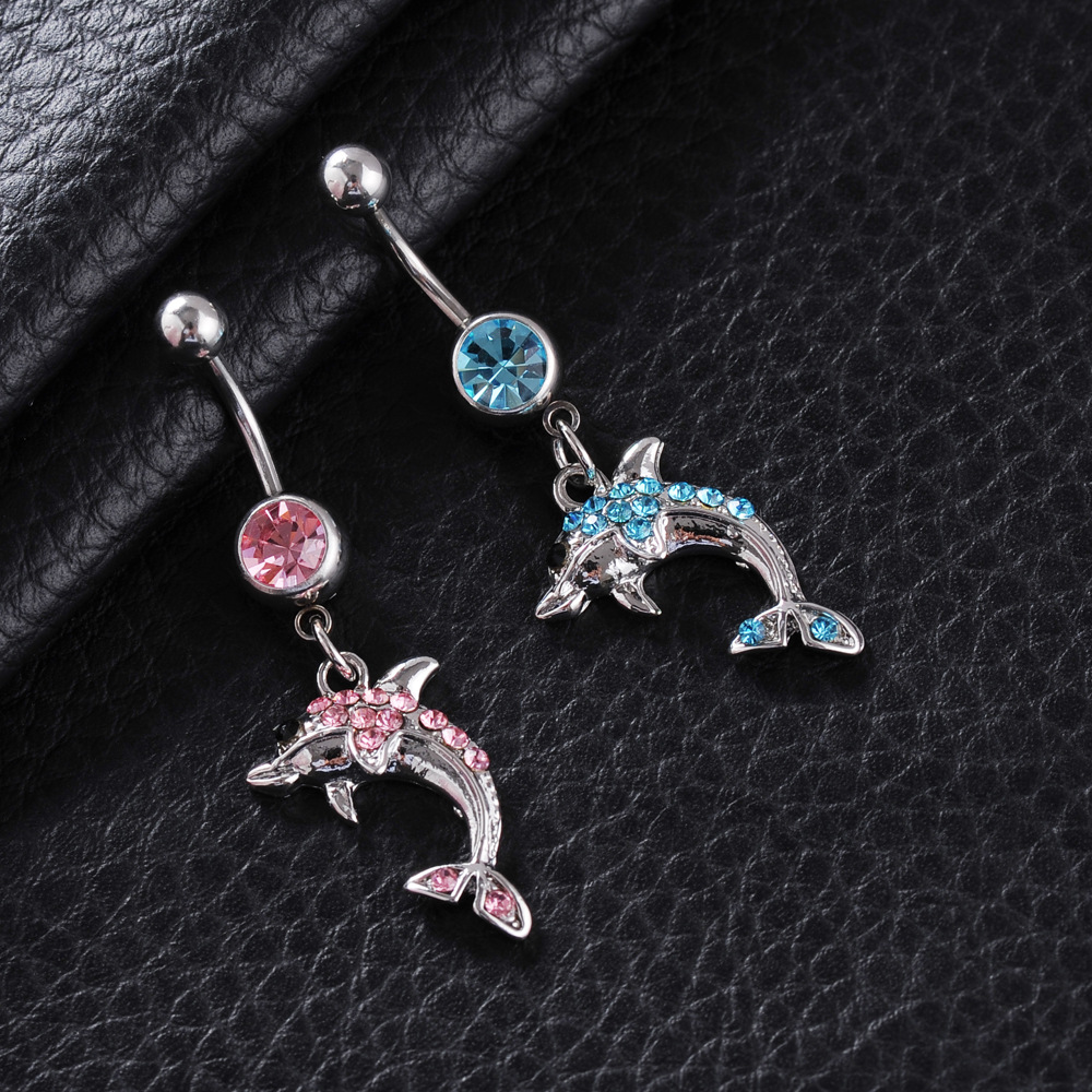 Fashion Piercing Jewelry Diamond Dolphin Alloy Navel Nail display picture 1