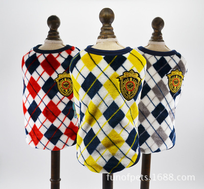 英倫菱形格法蘭絨印花背心