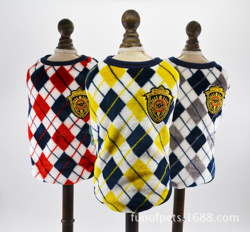 英倫菱形格法蘭絨印花背心