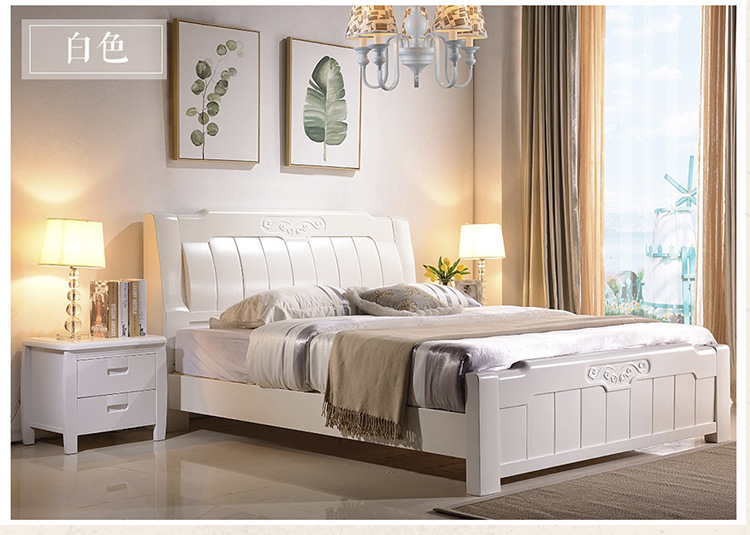 厂家直销 实木床 卧室橡木床1.8米大床 地产南康 居家特价床批发