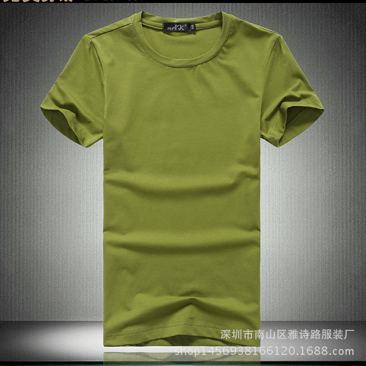 光版純色珠地棉男式短袖T恤 (1)
