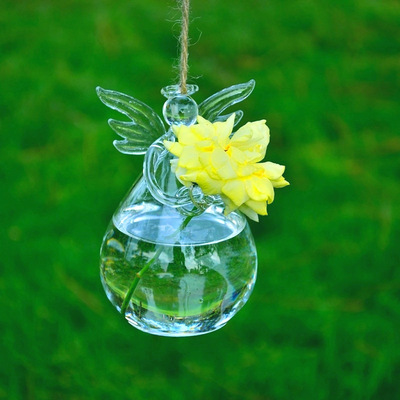 创意悬挂垂吊透明水培玻璃工艺品天使花瓶人工吹制插花小装饰花器