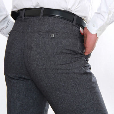 2017新款男式男装休闲裤中老年爸爸装男士直筒裤裤子夏季薄款西裤|ru