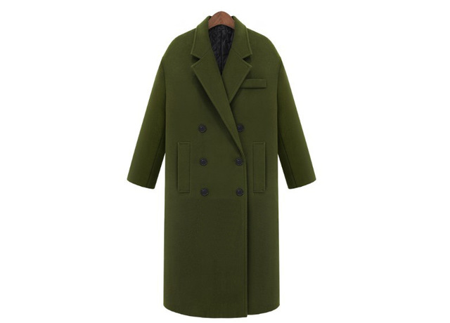 Fashion Double-breasted Wool Overcoat with Cotton Thickened Coat