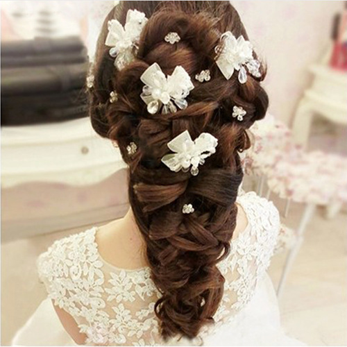 Hairpin hair clip hair accessories for women Pearl bow bud hairpin mother hair ornament handmade crystal lady headdress