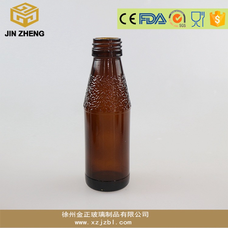 批发100ml棕色雕花玻璃瓶棕色口服液瓶密封药用瓶 可定制品牌logo