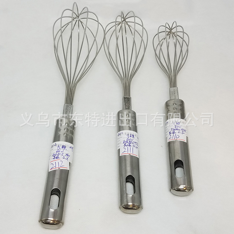 Factory direct sales of stainless steel nine-bead egg beater, steel-handled household baking supplies, manual egg beater detail image 8