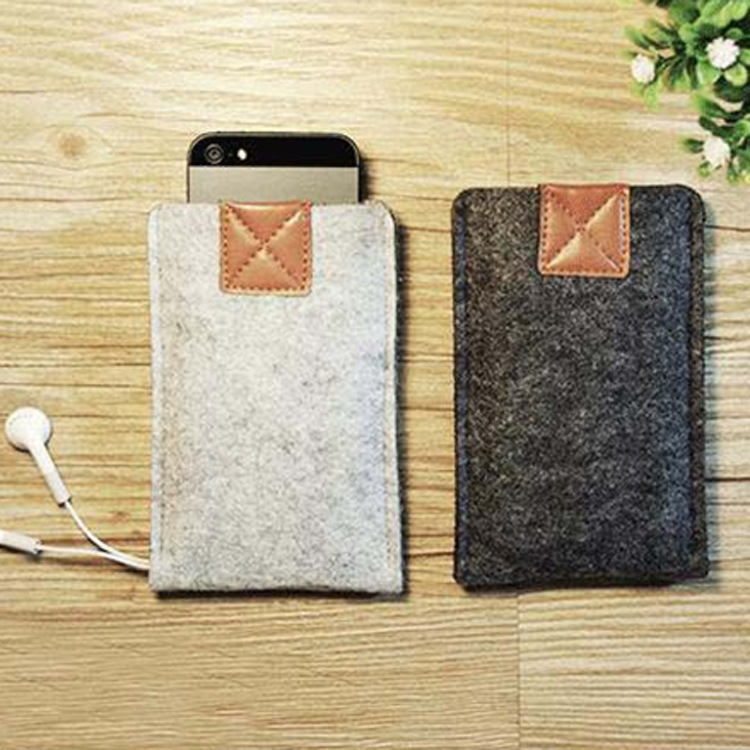 厂家直销新款时尚毛毡手机包 灰色系便捷毛毡包手机包低价批发