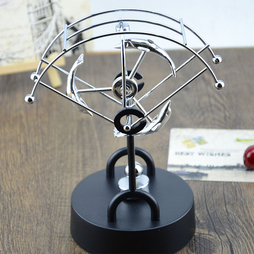 Metal chaos pendulum ball rocker, creative scientific and educational instrument, parachute fan-shaped perpetual motion instrument, home decoration crafts