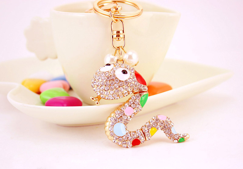 41g Weight Alloy, Metal Material Animal Pattern Unisex Gender Fashion Cute Color Zodiac Snake Keychain 1