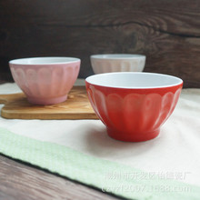 日韩式陶瓷饭碗特色拉面小面碗饭钵子家用单个 色釉南瓜碗