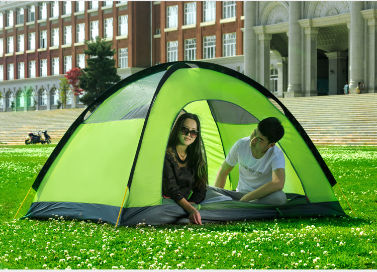 Wholesale pinnacle double-layer outdoor 2-3 people camping rainproof breathable aluminum pole glass pole tent