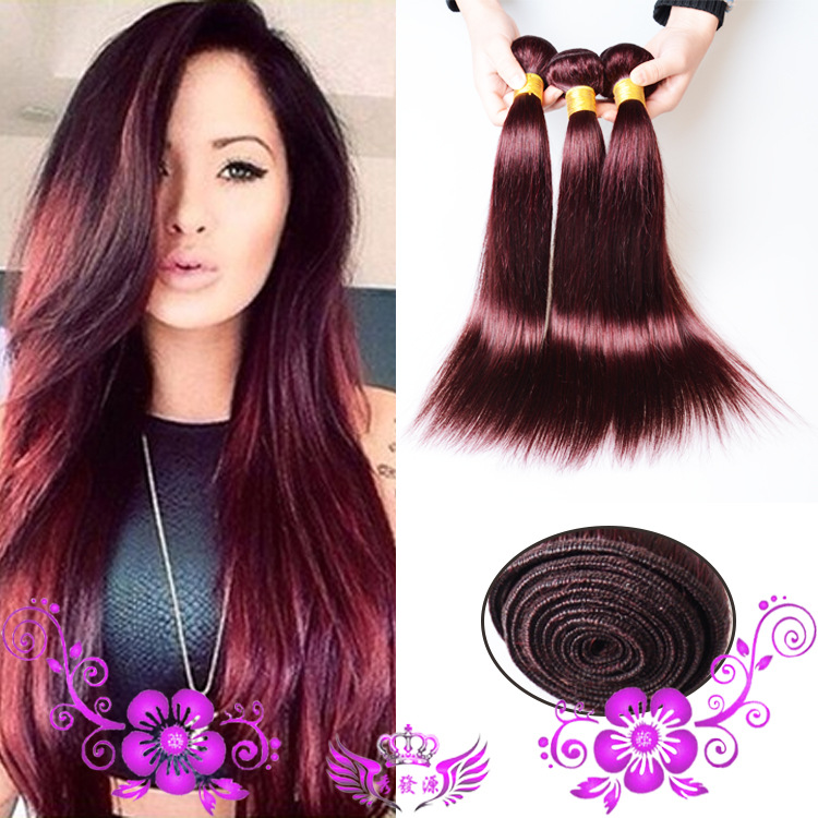 Red hair curtain 99j Peruvian straight hair