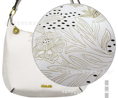 Pinghu Handbags Satchel laser Hollow PU genuine leather Handbags carving Cut punching machining