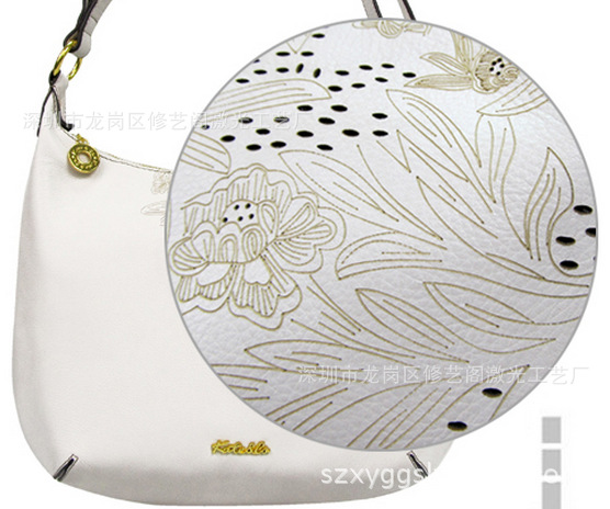 Pinghu Handbags Satchel laser Hollow PU genuine leather Handbags carving Cut punching machining