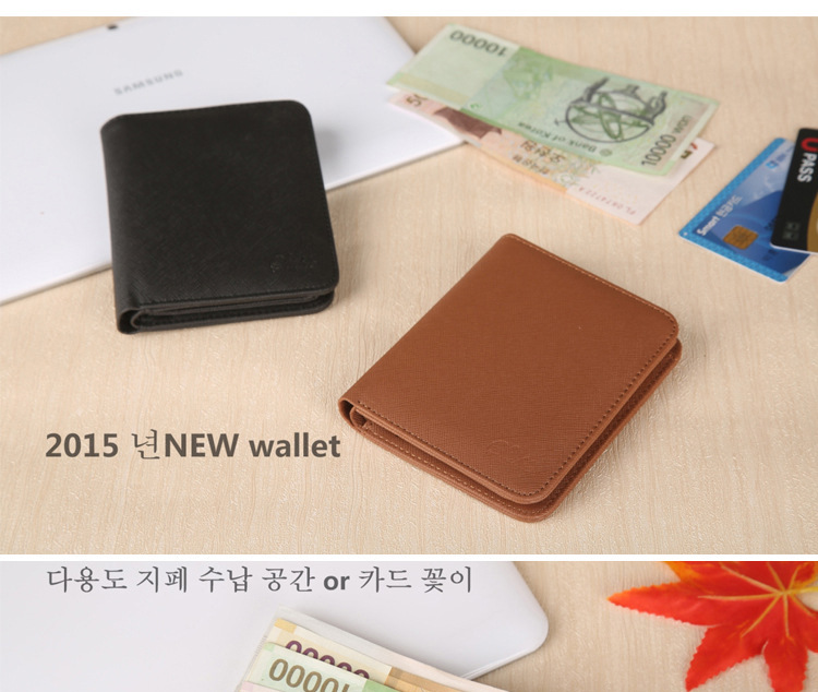 Korean  short solid color printing creative PU leather multifunction walletpicture1
