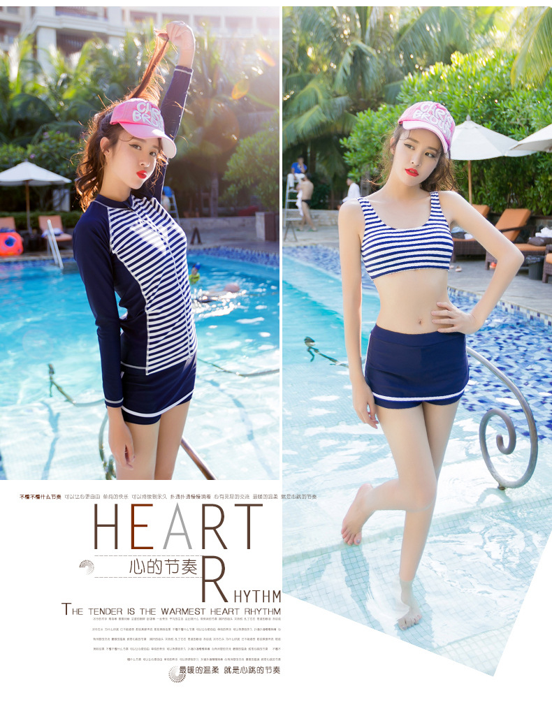 Thương hiệu áo tắm nữ bảo thủ ba mảnh chia tay boxer cỡ lớn mỏng chống nắng áo dài tay áo tắm mỏng bên bờ biển - Bộ đồ bơi hai mảnh 	đồ bơi 2 mảnh short